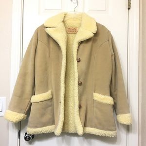 Vintage Suede Leather Sherpa Lined Jacket M